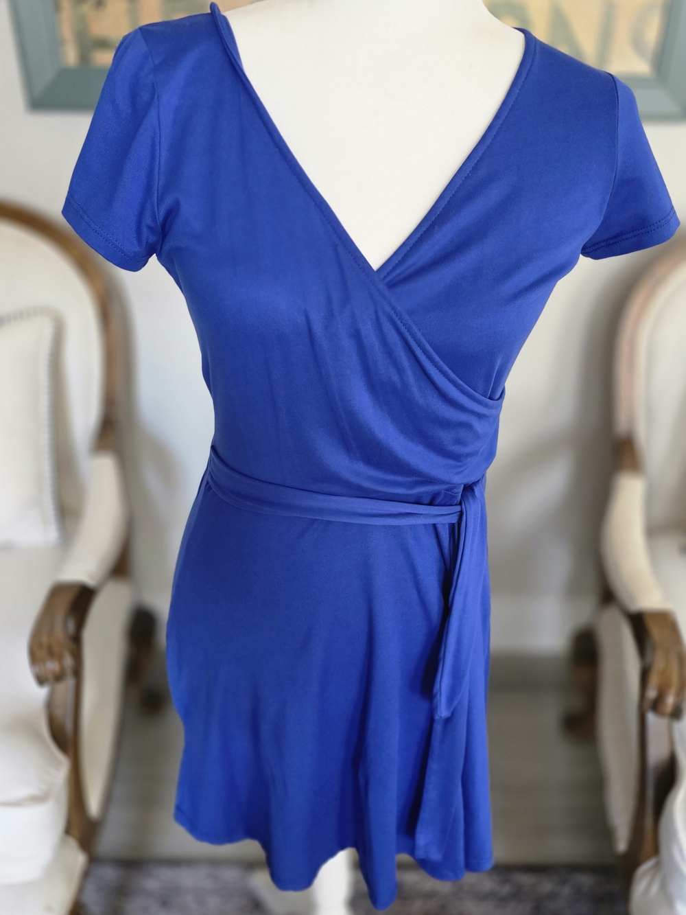 Rebel Sugar Cobalt Blue Wrap Mini Dress